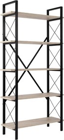 Βιβλιοθήκη Elysian Megapap χρώμα travertine - μαύρο 90x33,5x180εκ.