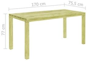 vidaXL Τραπεζαρία Κήπου 170 x 75,5 x 77 εκ. Εμποτισμένο Ξύλο Πεύκου