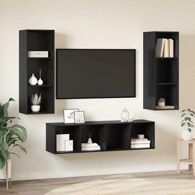 vidaXL Σετ επίπλου τηλεόρασης 3 pcs Μαύρη Οξυά Επεξεργασμένο ξύλο