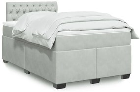 vidaXL Κρεβάτι Boxspring με Στρώμα Ανοιχτό Γκρι 120x190 εκ. Βελούδινο