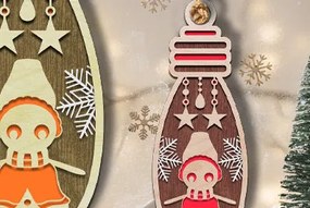 Σετ των 3 Intra απο ξύλο plywood 3mm-4mm πάχος Τρισδιάστατο χριστουγεννιάτικο φωτιστικό στολίδι με λέιζερ Δίασταση 8x8 cm INTRAFABR-80937942