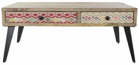 Βοηθητικό Τραπέζι DKD Home Decor 110 x 70 x 46 cm Μαύρο Μέταλλο Καφέ Πολύχρωμο Ξύλο από Μάνγκο