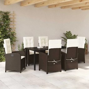 vidaXL Σέτ φαγητού για κήπο 7 pcs Καφέ συνθετικό ρατάν
