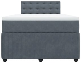 Κρεβάτι Boxspring με Στρώμα Σκούρο Γκρι 120x190 εκ. Βελούδινο - Γκρι