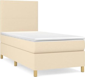 vidaXL Κρεβάτι Boxspring με Στρώμα Κρεμ 100 x 200 εκ. Υφασμάτινο
