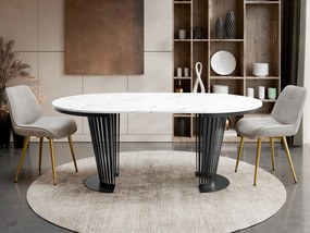 Τραπέζι Elantra Επεκτεινόμενο-Μαύρο – Λευκό Μάρμαρο-Μήκος: 120 εκ.