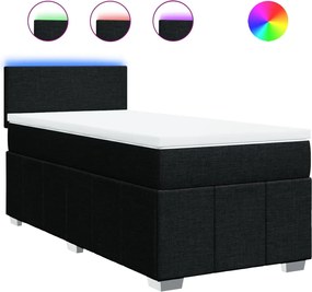 vidaXL Κρεβάτι Boxspring με Στρώμα Μαύρο 80 x 200 εκ. Υφασμάτινο