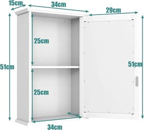 Καθρέπτης Μπάνιου με Ντουλάπι 34 x 15 x 53 cm Costway BA8033WH