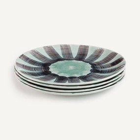 Σετ 4 ριγέ πιάτων από πέτρινη πορσελάνη, VIANA