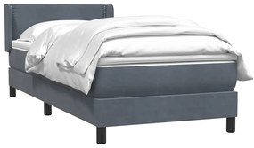 vidaXL Κρεβάτι Boxspring με Στρώμα Σκούρο Γκρι 90x220 εκ. Βελούδινο