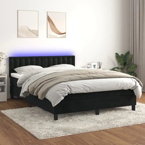 ΚΡΕΒΑΤΙ BOXSPRING ΜΕ ΣΤΡΩΜΑ &amp; LED ΜΑΥΡΟ 140X190 ΕΚ. ΒΕΛΟΥΔΙΝΟ 3134641