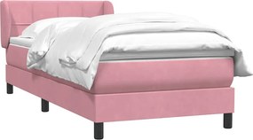 vidaXL Κρεβάτι Boxspring με Στρώμα Ροζ 80x220 εκ. Βελούδινο