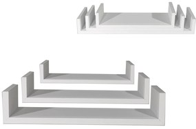 Ράφια Τοίχου Λευκό MDF 60x15.5x8cm 50x15.5x8cm 40x15.5x8cm 3Τμχ-06512708