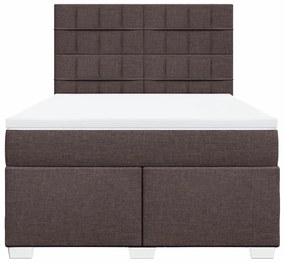 vidaXL Κρεβάτι Boxspring με Στρώμα Σκούρο Καφέ 140x200 εκ Υφασμάτινο