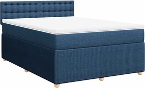 vidaXL Κρεβάτι Boxspring με Στρώμα Μπλε 160x200 εκ. Υφασμάτινο