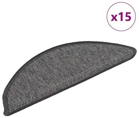 vidaXL Πατάκια Σκάλας Αυτοκόλλητα 15 τεμ. Μπεζ / Γκρι 56x17x3 εκ.