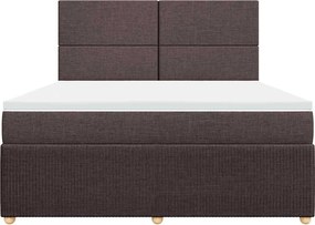 vidaXL Κρεβάτι Boxspring με Στρώμα Σκούρο Καφέ 180x200 εκ Υφασμάτινο