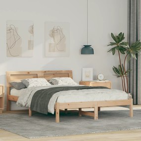 vidaXL Σκελετός Κρεβατιού Καφέ 140 x 190 cm Συμπαγές ξύλο πεύκου