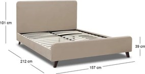 Κρεβάτι Ovelia Megapap υφασμάτινο χρώμα μπεζ 150x200εκ.