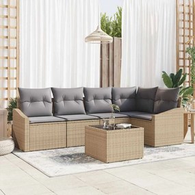 vidaXL Σετ Καναπέ με μαξιλάρι 6 pcs Μπεζ συνθετικό ρατάν