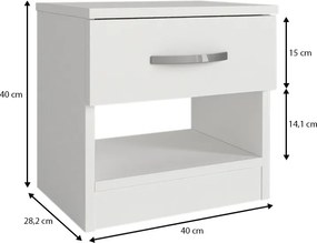 Κομοδίνο Lube Megapap χρώμα λευκό 40x28,2x40εκ.