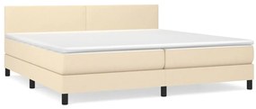 vidaXL Κρεβάτι Boxspring με Στρώμα Κρεμ 200x200 εκ. Υφασμάτινο