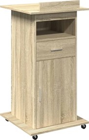 vidaXL Αναλόγιο με Ροδάκια &amp; Συρτάρι Sonoma Δρυς 55x55x107εκ Επεξ Ξύλο