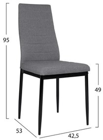 Σετ τραπεζαρίας C11071 5τμχ με Τραπέζι Μαύρο Φ90x74εκ. &amp; Καρέκλες LADY Γκρί