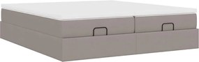 vidaXL Οθωμανικό κρεβάτι με στρώματα Taupe 200x200cm ύφασμα