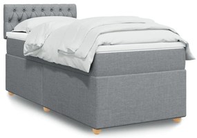 vidaXL Κρεβάτι Boxspring με Στρώμα Ανοιχτό Γκρι 100x200 εκ. Υφασμάτινο