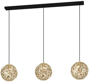 Φωτιστικό Οροφής - Ράγα 39757 Skoura E27/3L-1300 Black-Brass Eglo Metal, Glass