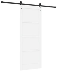 vidaXL Συρόμενη Θύρα με Σετ Υλικών Λευκή 83x211 cm Συμπαγές Ξύλο Πεύκου