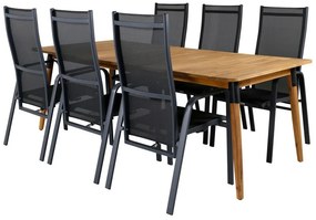 Σετ Τραπέζι και καρέκλες Dallas 3680, Ξύλο, Μέταλλο, Ξύλο, Ύφασμα, Ξύλο: Ακακία | Epipla1.gr