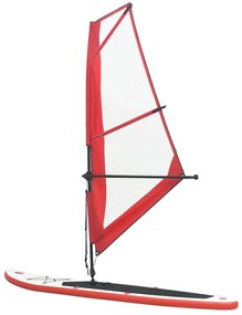 vidaXL Σανίδα SUP Φουσκωτή Σετ Κόκκινο / Λευκό με Πανί