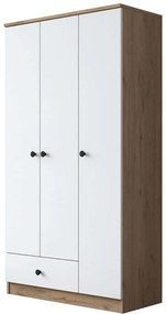 Ντουλάπα Τρίφυλλη 893RAN4551 90x42,5x170cm Oak-White Τρίφυλλη