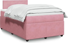 vidaXL Κρεβάτι Boxspring με Στρώμα Ροζ 120x200 εκ. Βελούδινο