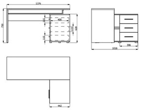 Γραφείο Arhimed Γκρί Δρύς - Mαύρο 138x102x75 εκ.