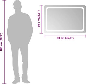 vidaXL Καθρέφτης Μπάνιου με LED 90x60 εκ.