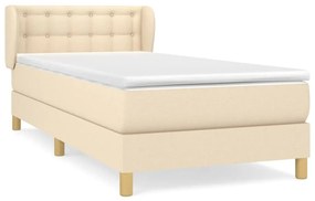 vidaXL Κρεβάτι Boxspring με Στρώμα Κρεμ 100 x 200 εκ. Υφασμάτινο