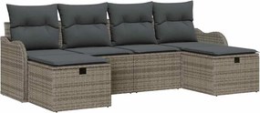 vidaXL Σετ Καναπέ Κήπου με μαξιλάρι 6 pcs Γκρι Πολυ ράταν