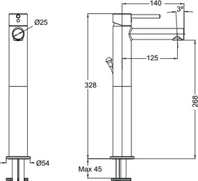 Eurorama Tonda 145310P Chrome - Μπαταρία επιτραπέζιου νιπτήρα