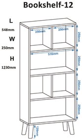 Βιβλιοθήκη POLKA-12 Ρουστίκ 54,80x25x123