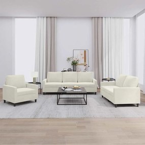 vidaXL Πολυθρόνες Σετ 3 Τεμαχίων Κρεμ από Βελούδο με Μαξιλάρια
