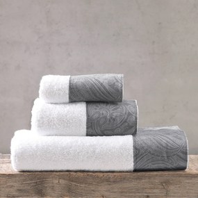 Πετσέτες Μπάνιου (Σετ 3τμχ) Rythmos Charisma Grey 500gsm Γκρι,Λευκό ΣΥΣΚΕΥΑΣΙΑ ΣΑΚΟΥΛΑ