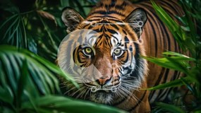 Intra Συλλεκτικό Ξύλινο Παζλ Plywood  4mm - Όμορφη εικόνα μιας τίγρης στη ζούγκλα Σε Ξύλινο Κουτί - Διαστάσεις: 10x10 cm – 25 κομμάτια