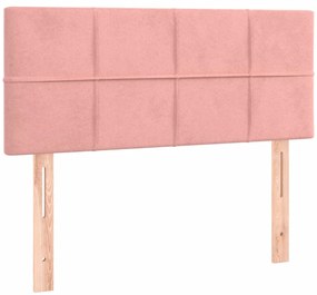 vidaXL Κρεβάτι Boxspring με Στρώμα &amp; LED Ροζ 90x200 εκ. Βελούδινο