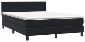 Box Spring Κρεβάτι με στρώμα Μαύρο 140x220 cm Βελούδινο - Μαύρο