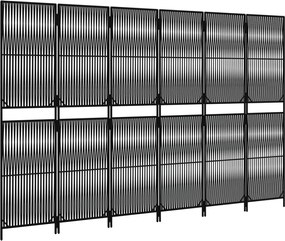 vidaXL Διαχωριστικό Δωματίου 6 Πάνελ Μαύρο από Συνθετικό Ρατάν