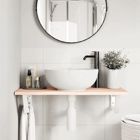 vidaXL Ράφι Νιπτήρα Τοίχου από Ατσάλι / Μασίφ Ξύλο Δρυός