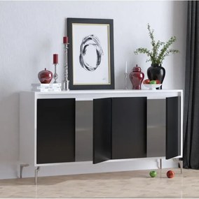 Stewehome Κονσόλα με πόδια και ράφια με πόρτες Λευκό 140x40x100 cm